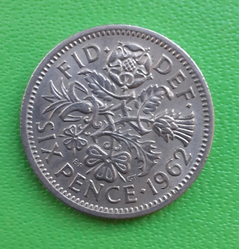 1962 elizabeth sixpence - 1962,