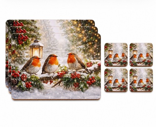 Christmas robin placemats - christmas,
