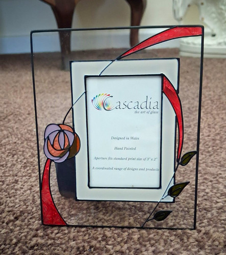 Stained glass floral photo - glass,