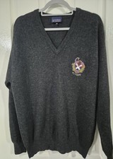 The Sweater Shop Mens Black Pure New Wool Golf Jumper Scotland Size Medium VGC