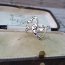 925 Sterling Silver Ring, Sisters Ring, Entwined Hearts, Size M.5 US 6.5