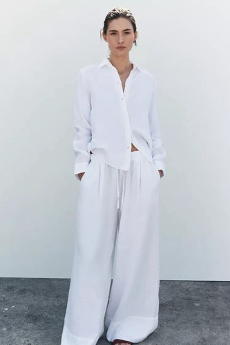 Zara 100 linen wide - wide, leg