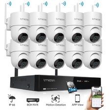 TMEZON Wifi CCTV Camera System PTZ Two Way Audio Color Night Vision 10CH 5MP NVR