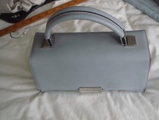 Hand bag Small blue/grey faux leather   with top handle and a strap New