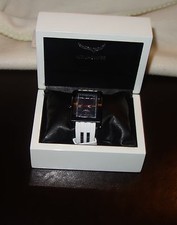 Aquaswiss Tanc G Watch White strap, black dial, and IP black case NEW