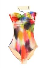 FUZZI 240611 Womens Painterly Rainbow One Piece Swimsuit Multicolor Size 40