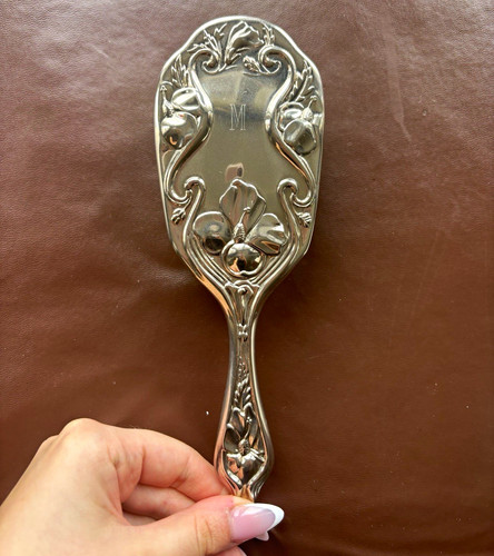 Oval hair brush floral silver - hair,