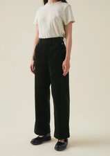 Toast Annie Cord Trousers Size 18 Black Side Button Pockets Corduroy Pants
