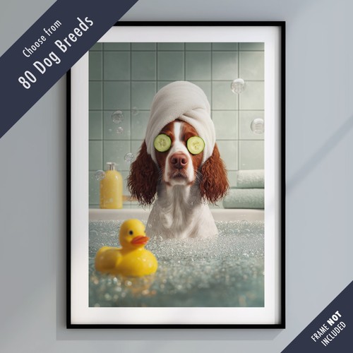 Funny dog bath print - dog, in