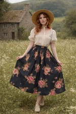 Vtg Laura Ashley Black Silk