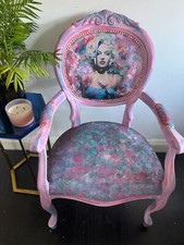 Unique Stunning Occasional Wooden framed Chair painted in Pinks and Blues 
