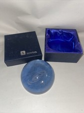 VTG ROWTON Boxed Glass Done Shaped Paperweight With A Letter “E” Design