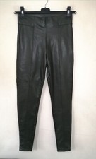 Marks & Spencer Dark Khaki Faux Leather Leggings Trousers Size UK 10 Regular