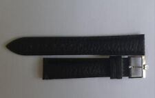Omega 18mm Leather Black Band with Steel Watch Bracelet Strap Buckle