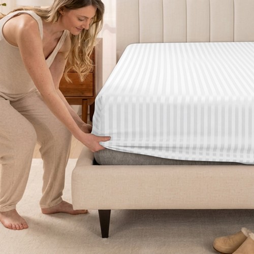 Stripe fitted sheet poly - stripe,