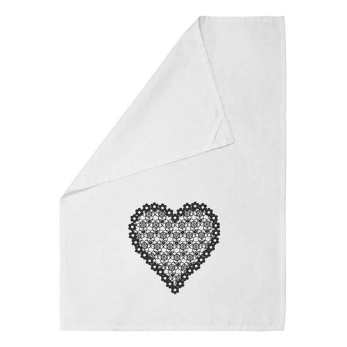 Lace heart cotton tea towel - 'lace, heart'