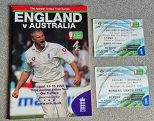 CRICKET PROGRAMME & TICKETS * ENGLAND V AUSTRALIA * NPOWER ASHES 2005 MANCHESTER