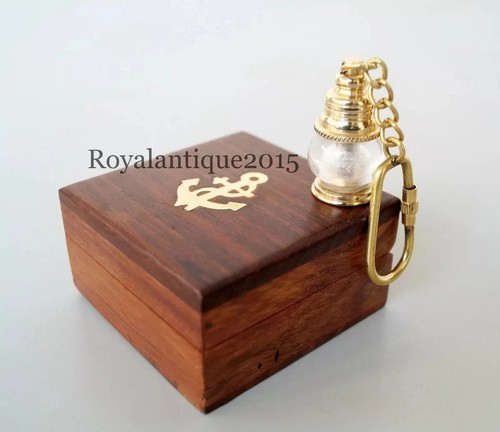Nautical brass lamp key chain - nautical,