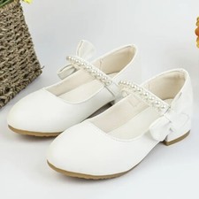 Girls Faux Leather Low Block