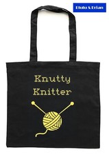 Knutty knitter Tote Bag funny joke craft hobby knitting knit wool
