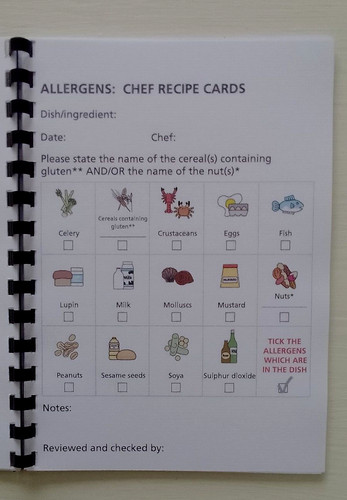 Chef recipe cards allergens - chef,