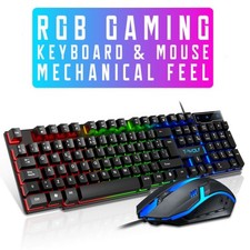 RGB Gaming Keyboard And Mouse Set LED USB For PC Laptop Xbox One PS4 PS5