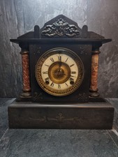 Antique French Slate Mantel Clock Roman Dial Pendulum Only Parts Or Repair