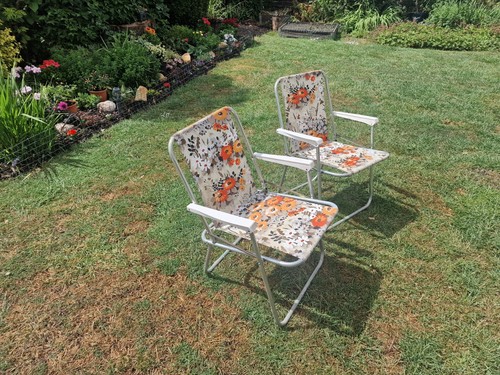 Pair vintage folding deck - a,