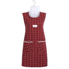 Plaid Cooking Apron Large Pocket Sleeveless Apron  Home Cooking