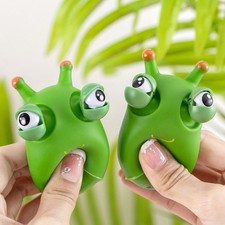 2pcs Cute Green Veggie Worm Squeeze Toy– Stress Relief Pop Eye Fidget Toy