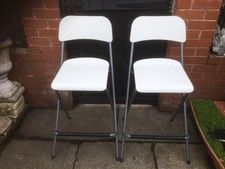 2 x Ikea Franklin Bar Stool High Chair Folding White Foot Rest VGC Warrington