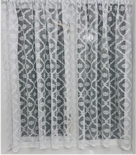 White Lace Net Curtains - Slot