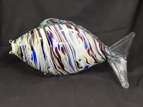 Vintage marbled glass fish - marbled,