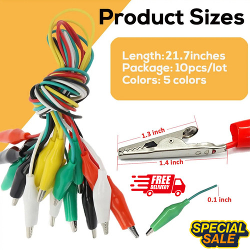 Insulated crocodile clips - 10,