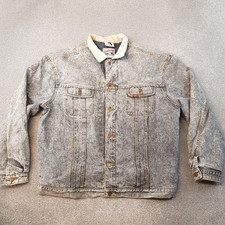 Vintage Lee Storm Rider Jacket XL Grey Denim Wash Blanket Lined Trucker 525-0557