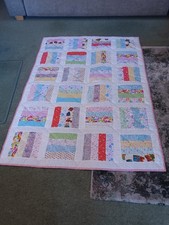 Handmade 42"x62" Patchwork Lap/Throw Or Cot Quilt. 100% Cotton Top And Bottom.