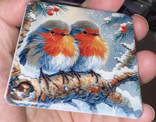 Compact mirror winter robins - compact,