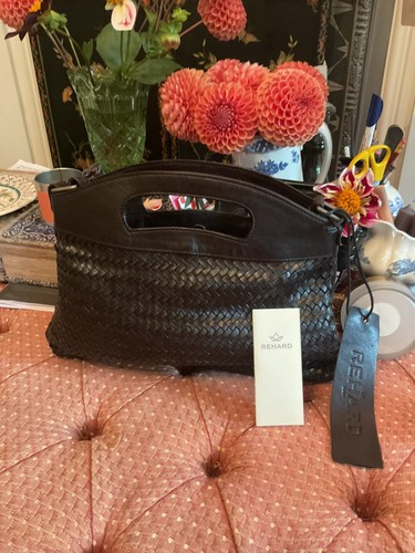 Black real leather - real, woven