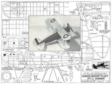Model Airplane Plans (FF): Consolidate Fleet PT-11 24" Scale Rubber-Powered