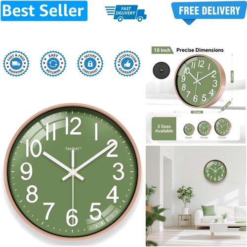 Wall clock silent green - wall,
