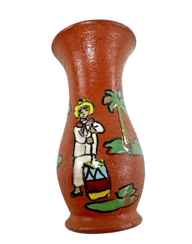 Vintage clay bud vase - bud, folk