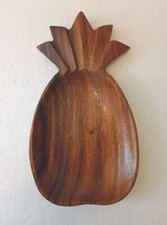 Vintage Monkey Pod Carved Wooden Bowl ~ Pineapple Shaped Fruit, Tiki Bar, Snacks