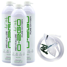 O2GO 3 X 18L Oxygen Can with Mask and Tube - 95% Pure Oxygen Revitalize