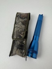  MINI MAGLITE blue hand held flash light California USA & camouflage case l@@k!!