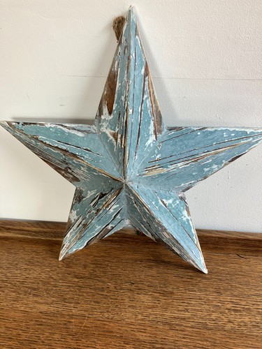 Small blue and white - blue, wooden