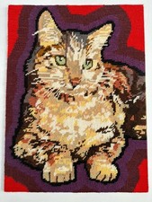 Vintage Tapestry Picture - Tabby Cat by G Grenet and Cie 40cm x 29cm