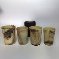 Vintage 1920s 1930s Bandalasta Ware 4 Cup Nesting Marble Beaker Set with Case