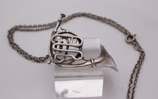 Italian Miniature 800 Silver - French Horn Musical Instrument Pendant