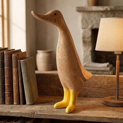Rustic wooden duck ornament - rustic,