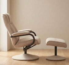 Wheat Linen Swivel Recliner